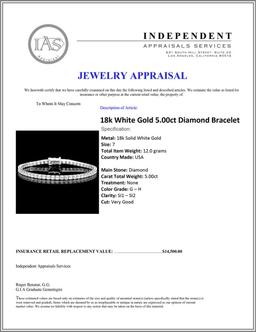 18k White Gold 5.00ct Diamond Bracelet