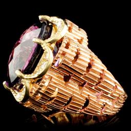 14K Gold 22.59ct Amethyst & 0.80ctw Diamond Ring
