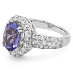 14K Gold 3.00ct Tanzanite & 1.30ct Diamond Ring