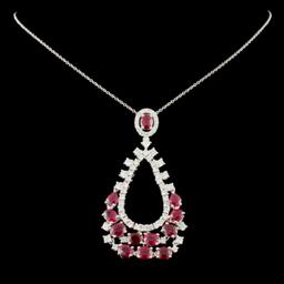 18K Gold 5.95ct Ruby and 1.66ctw Diamond Pendant