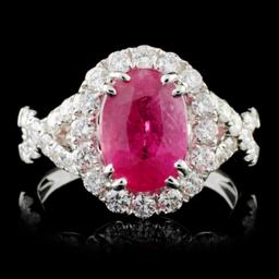 18K White Gold 2.81ct Ruby & 1.00ct Diamond Ring