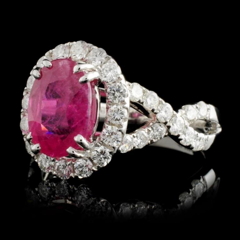 18K White Gold 2.81ct Ruby & 1.00ct Diamond Ring