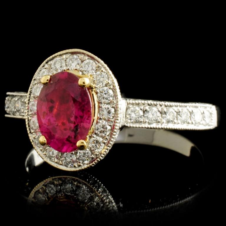 18K Gold 1.08ct Ruby & 0.79ctw Diamond Ring