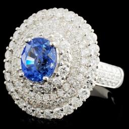 18K White Gold 2.71ct Sapphire & 2.52ct Diamond Ri