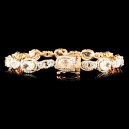 14K Gold 6.95ct Morganite & 1.25ctw Diamond Bracel