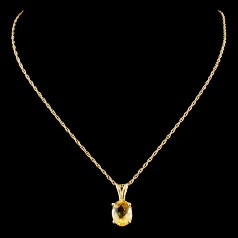 14K Gold 1.30ct Citrine Pendant