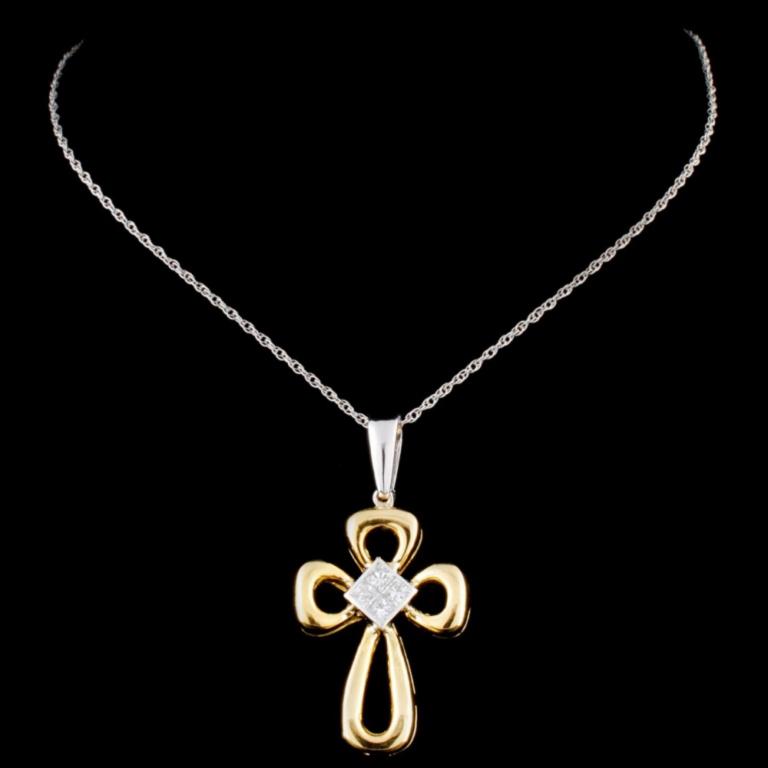 18K TT Gold 0.47ctw Diamond Pendant