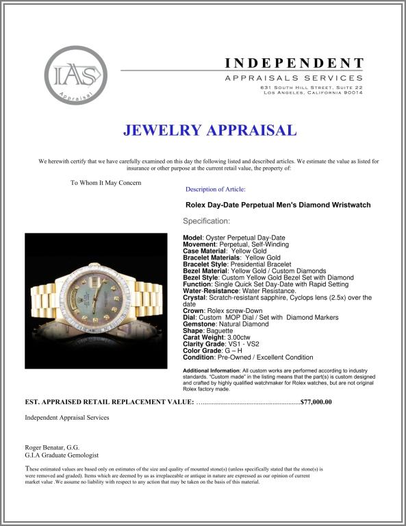 Rolex 18K YG Day-Date Diamond Wristwatch
