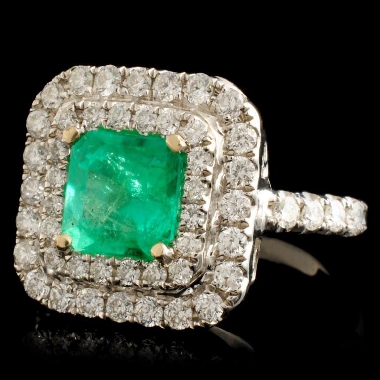 18K Gold 1.63ct Emerald & 0.98ctw Diamond Ring