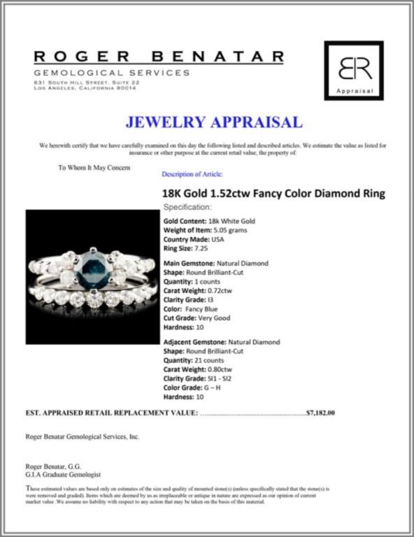 18K Gold 1.52ctw Fancy Color Diamond Ring