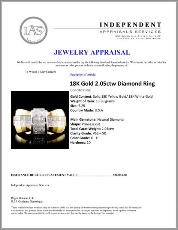 18K Gold 2.05ctw Diamond Ring