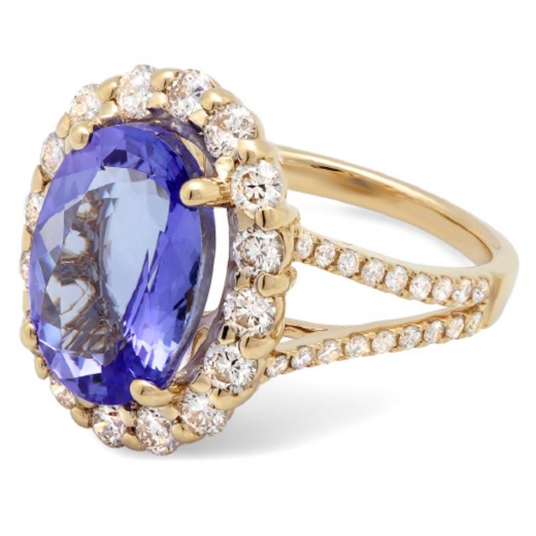 14K Gold 6.00ct Tanzanite & 1.50ct Diamond Ring