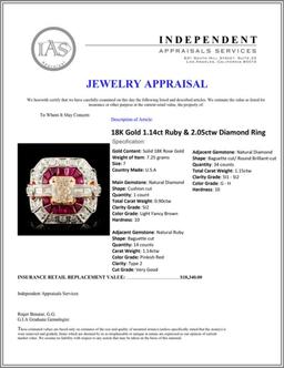 18K Gold 1.14ct Ruby & 2.05ctw Diamond Ring