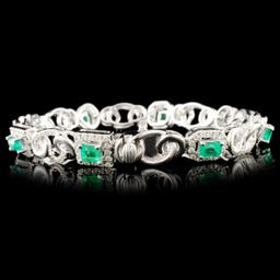 14K Gold 2.18ct Emerald & 1.50ctw Diamond Bracelet