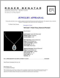 14K Gold 1.74ctw Fancy Diamond Pendant