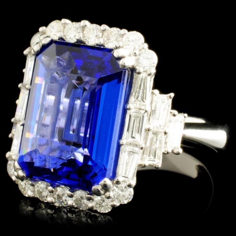 18K Gold 8.03ct Tanzanite & 1.29ctw Diamond Ring