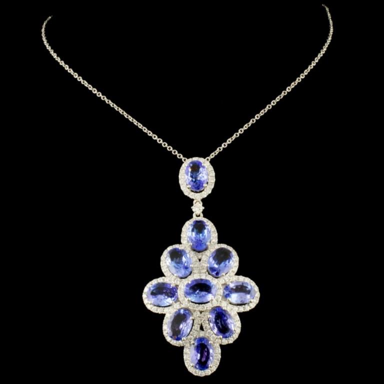 18k Gold 6.52ct Tanzanite & 1.16ct Diamond Pendant