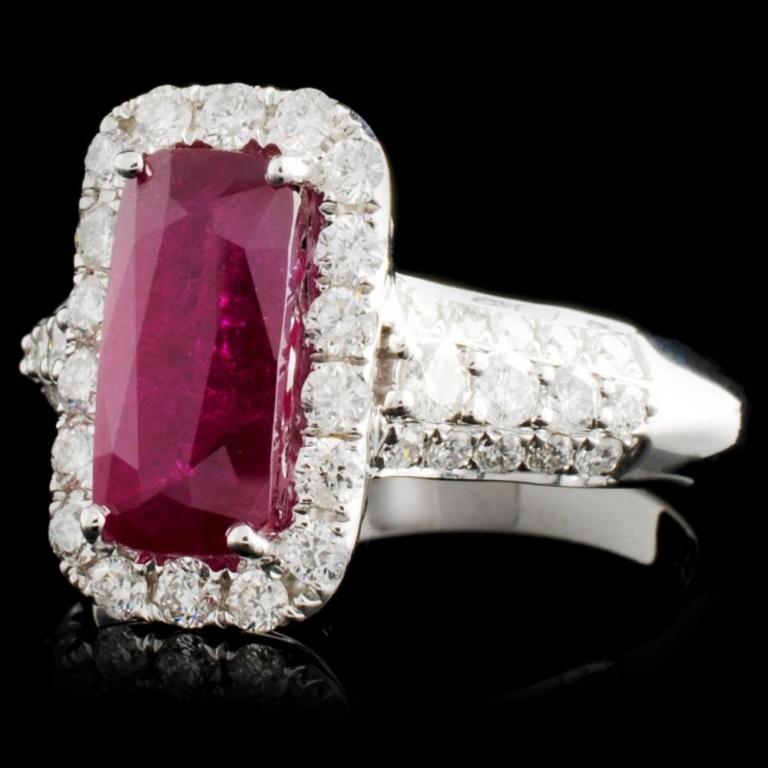 18K White Gold 2.78ct Ruby & 0.73ct Diamond Ring