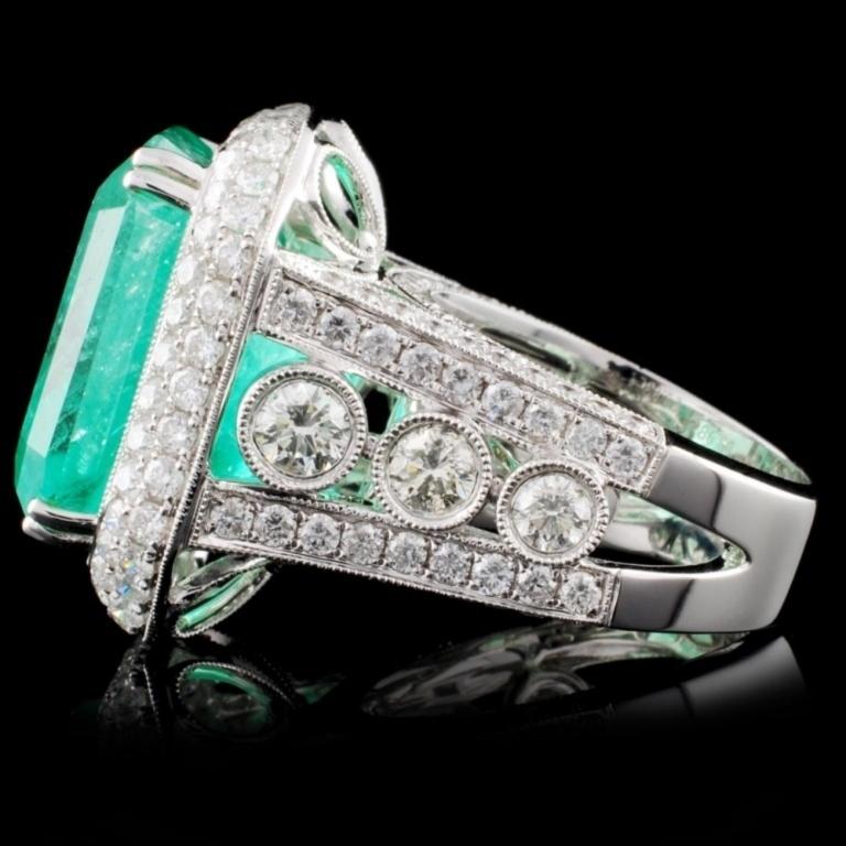 18K White Gold 23.83ct Emerald & 3.98ct Diamond Ri