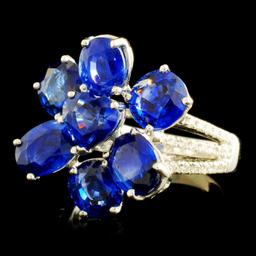 18K Gold 7.74ct Sapphire & 0.23ctw Diamond Ring