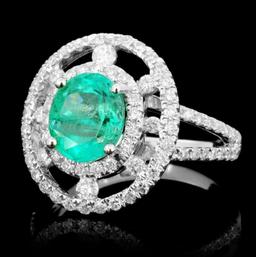 14K Gold 1.55ct Emerald & 0.75ct Diamond Ring