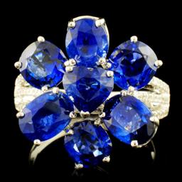 18K Gold 7.74ct Sapphire & 0.23ctw Diamond Ring