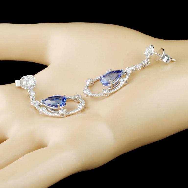 18K Gold 6.53ct Sapphire & 1.79ctw Diamond Earring