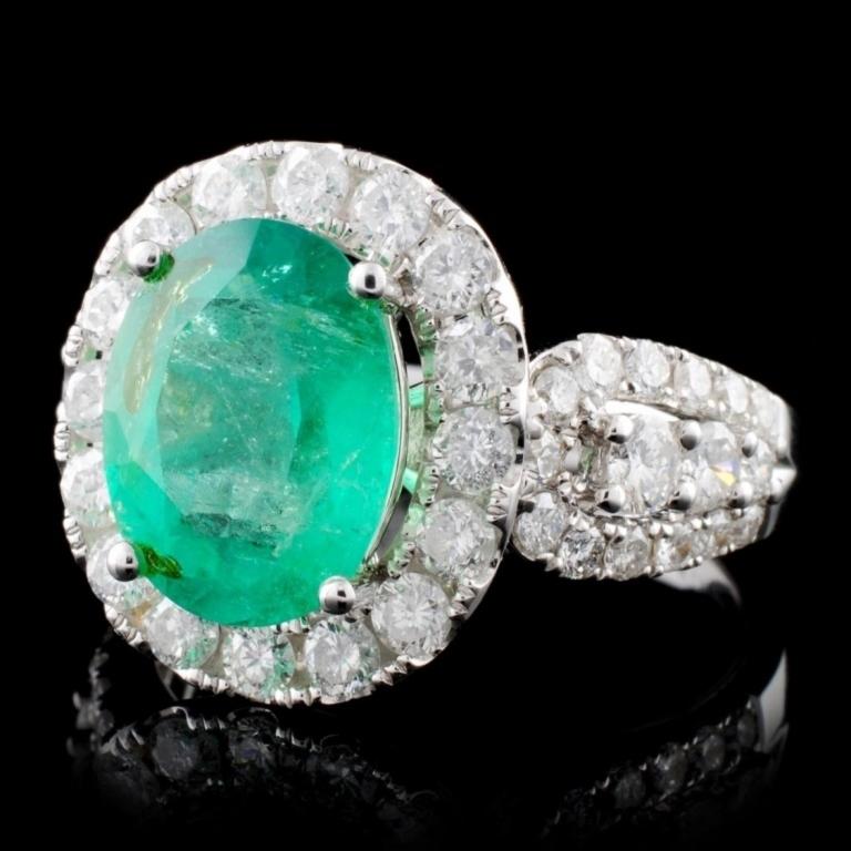 18K Gold 2.85ct Emerald & 1.49ct Diamond Ring