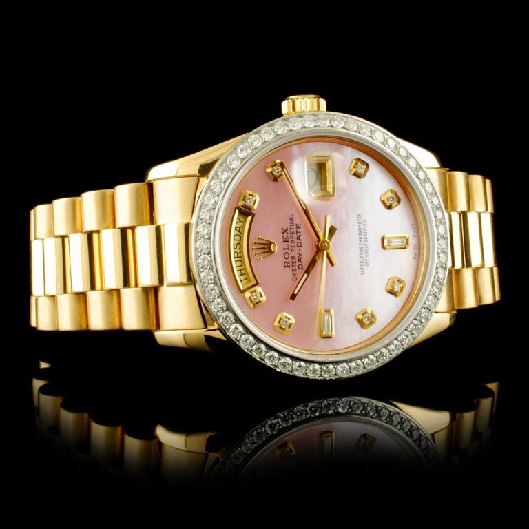 Rolex Day-Date 18K YG 1.35ct Diamond Wristwatch