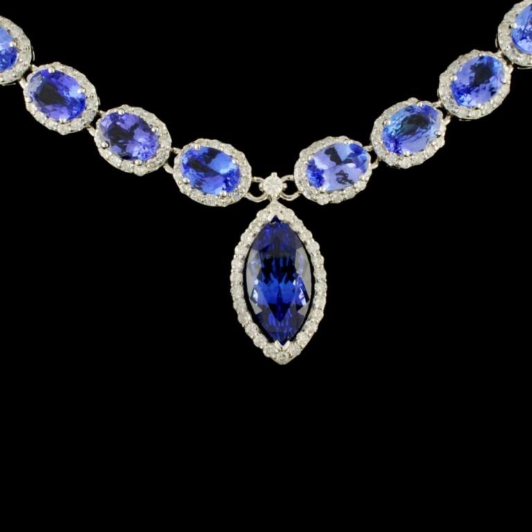 14K Gold 38.99ctw Tanzanite & 7.74ctw Diamond Neck