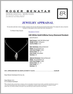 14K White Gold 0.89ctw Fancy Diamond Pendant