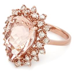 14K Gold 7.00ct Morganite & 0.75ct Diamond Ring