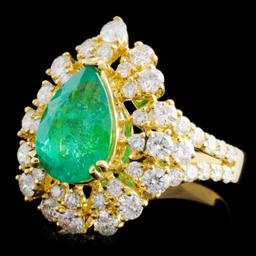 18K Gold 2.12ct Emerald & 1.68ctw Diamond Ring