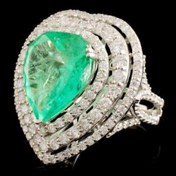 18K Gold 8.01ct Emerald & 2.85ctw Diamond Ring