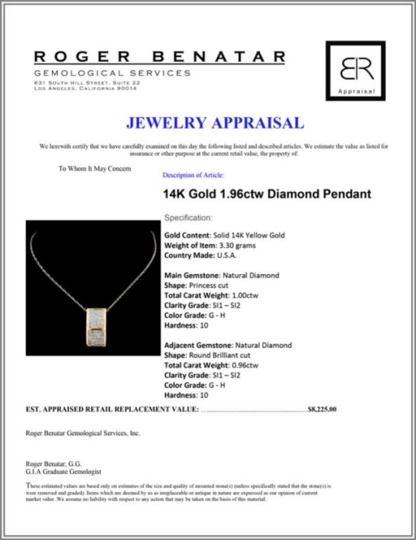 14K Gold 1.96ctw Diamond Pendant