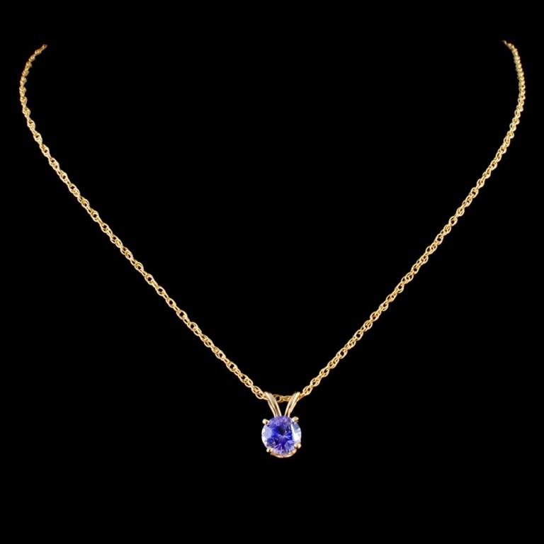 14K Gold 0.73ctw Sapphire Pendant