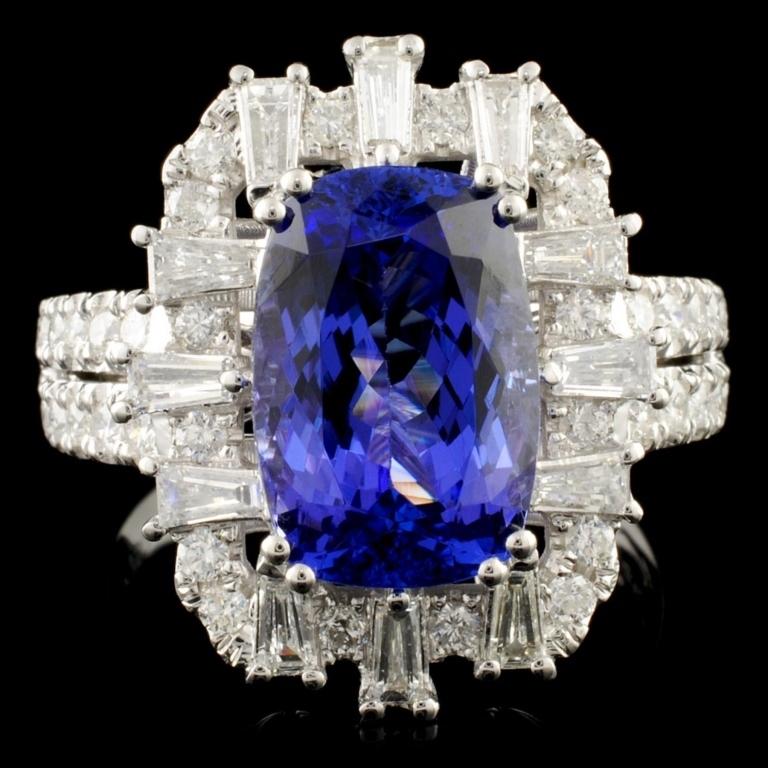 18K Gold 4.50ct Tanzanite & 1.04ctw Diamond Ring