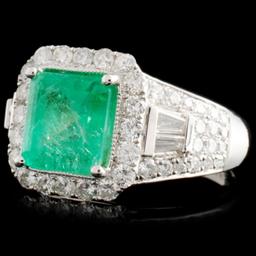 18K Gold 2.13ct Emerald & 1.11ctw Diamond Ring