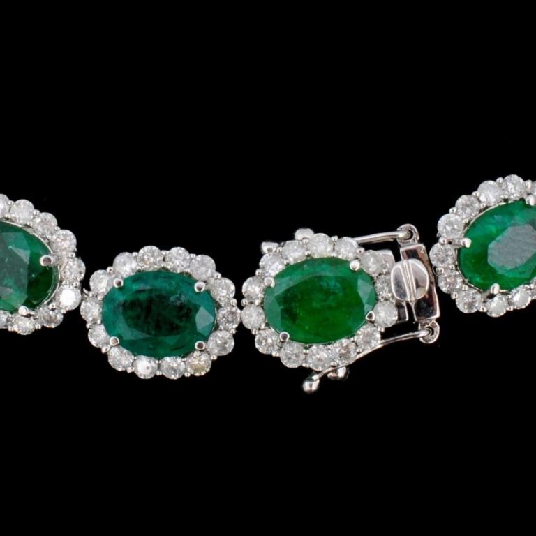 14K Gold 41.47ct Emerald & 10.92ct Diamond Necklac