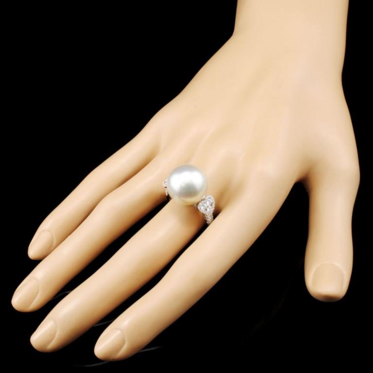 18K Gold 14.50mm Pearl & 0.71ctw Diamond Ring
