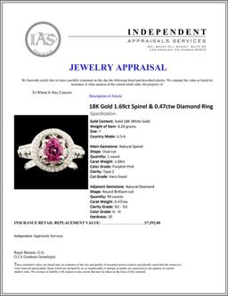 18K Gold 1.69ct Spinel & 0.47ctw Diamond Ring