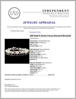 18K Gold 5.31ctw Fancy Diamond Bracelet