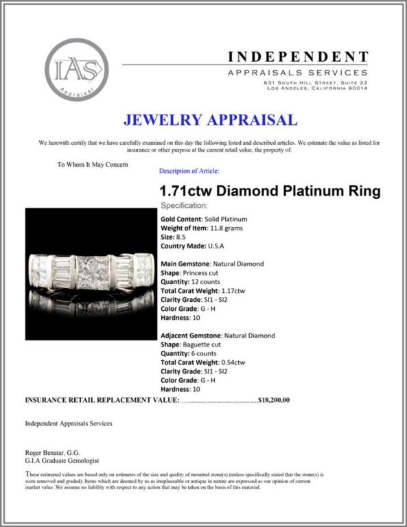 1.71ctw Diamond Platinum Ring