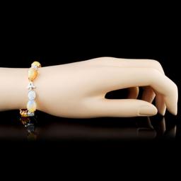 18K Gold 14.24ct Opal 2.23ctw Diamond Bracelet