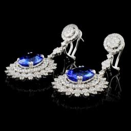 18K Gold 7.50ct Tanzanite & 4.58ct Diam Earrings