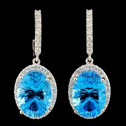 14K Gold 14.00ct Topaz & 1.10ctw Diamond Earrings