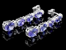 14k Gold 7.00ct Tanzanite & 0.50ct Diamond Earrin