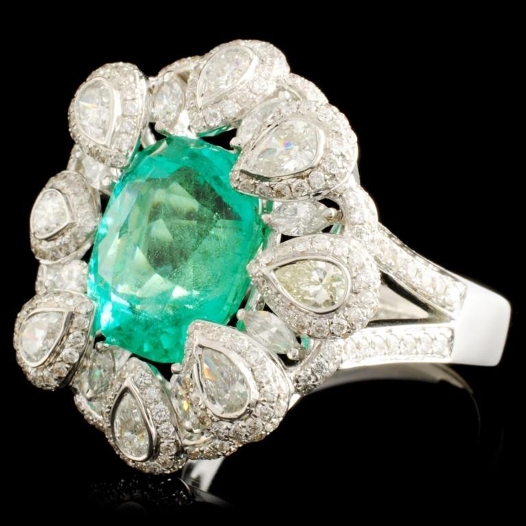 18K Gold 4.83ct Emerald & 2.02ctw Diamond Ring