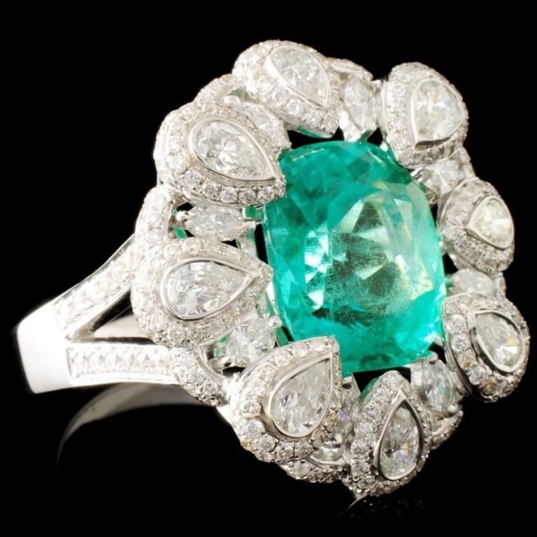 18K Gold 4.83ct Emerald & 2.02ctw Diamond Ring