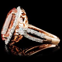 14K Rose Gold 10.26ct Morganite & 1.00ct Diamond R